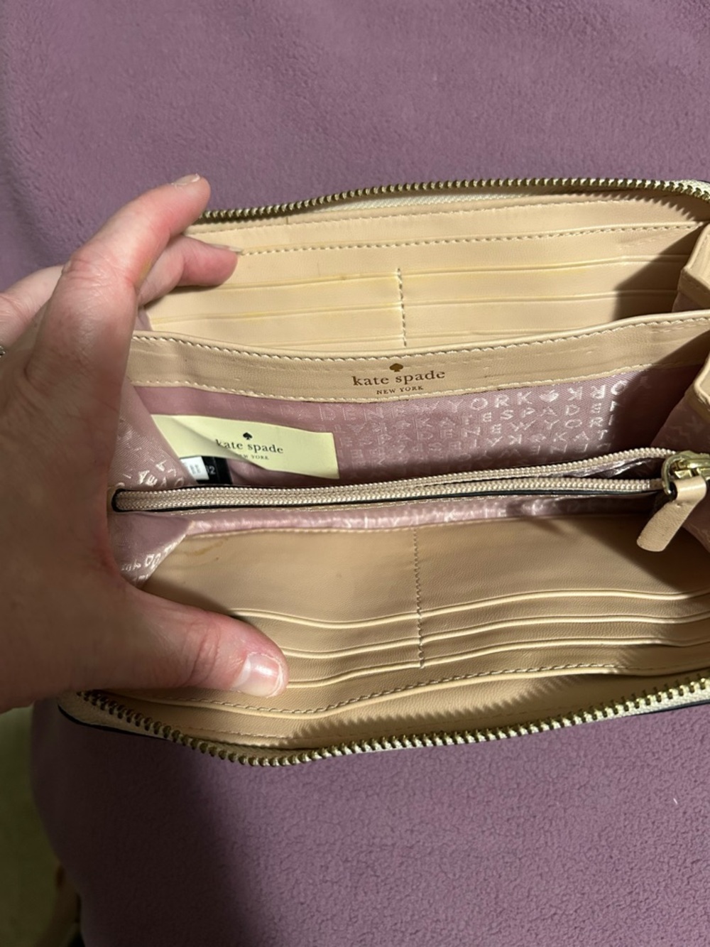 kate spade Cream and Blush Ikat Zip-Around Wallet - Picture 6 of 6